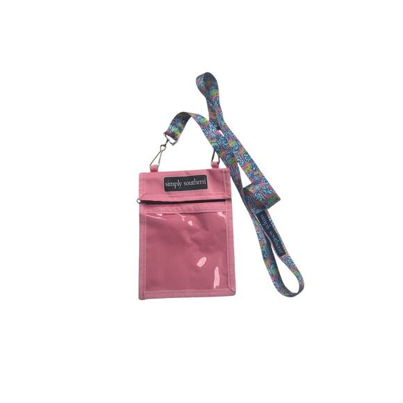 Simply Southern Lanyard ID Pouch Pink Blue Sea Shells Utility School Detachable - Picture 1 of 5